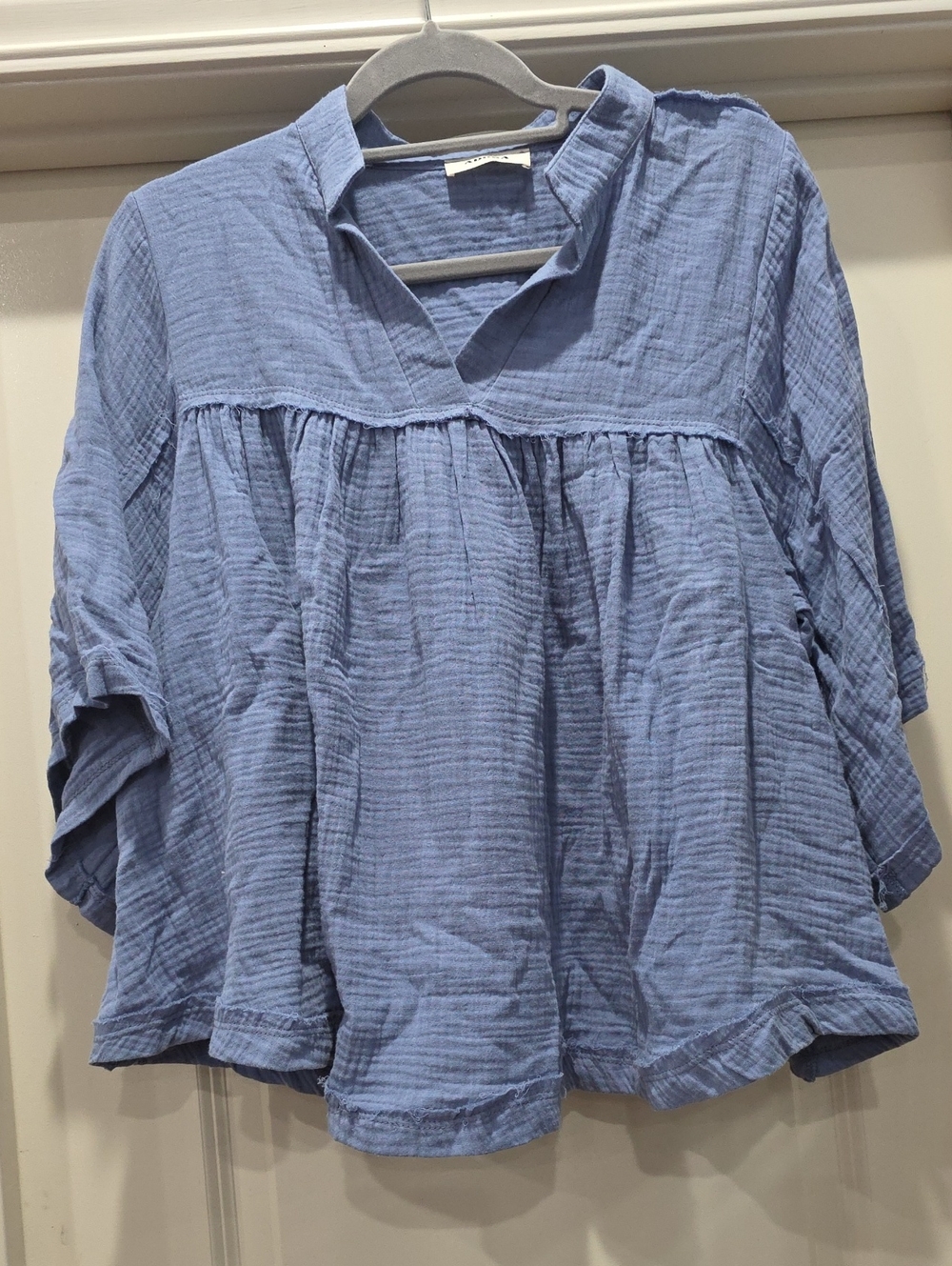 ADORA Light Blue Gauze Peasant Blouse